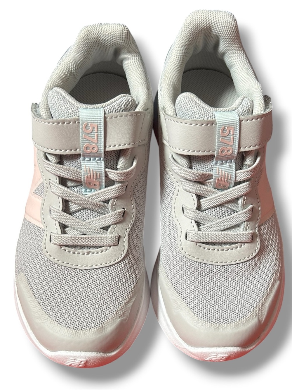 New Balance Kids Light Gray & Pink Mesh Sneakers Toddler Girl size 12 - Picture 7 of 8